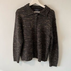 Wool zip up collared sweater